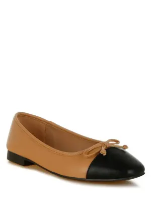 Acino Faux Leather Bow Detail Ballerinas