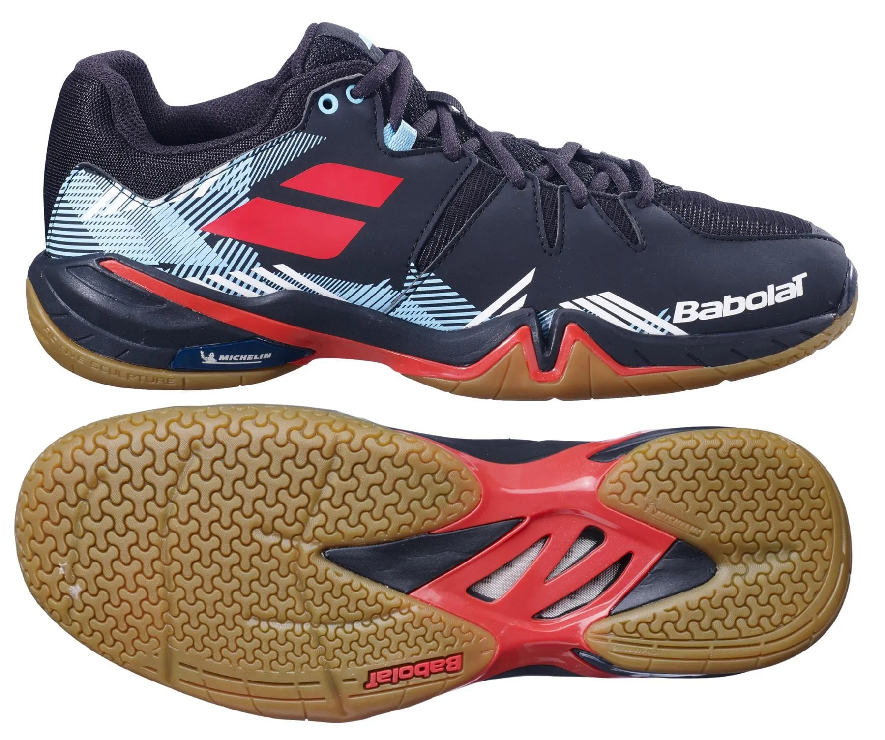 Babolat Shadow Spirit Mens Badminton Shoes - Black / Tomato Red
