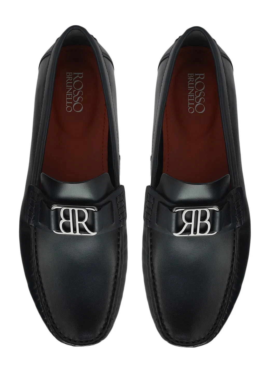 Blue Leather Moccasins With Logo