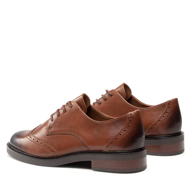 Caprice Women's 9-23201-41 Leather Lace-Up Brogue Shoes Cognac Brown