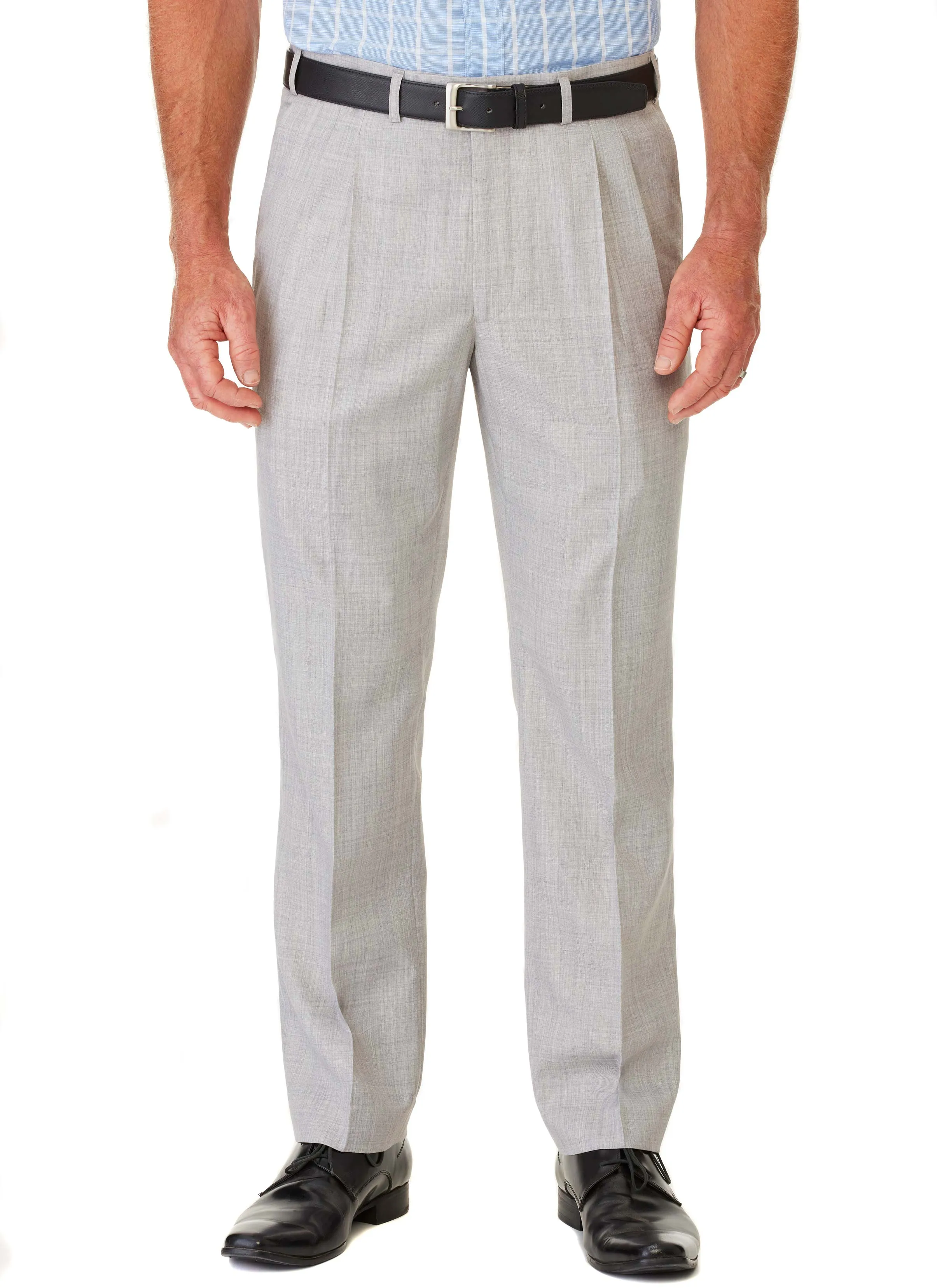 CHELSEA PLEAT FRONT TROUSER - LIGHT GREY