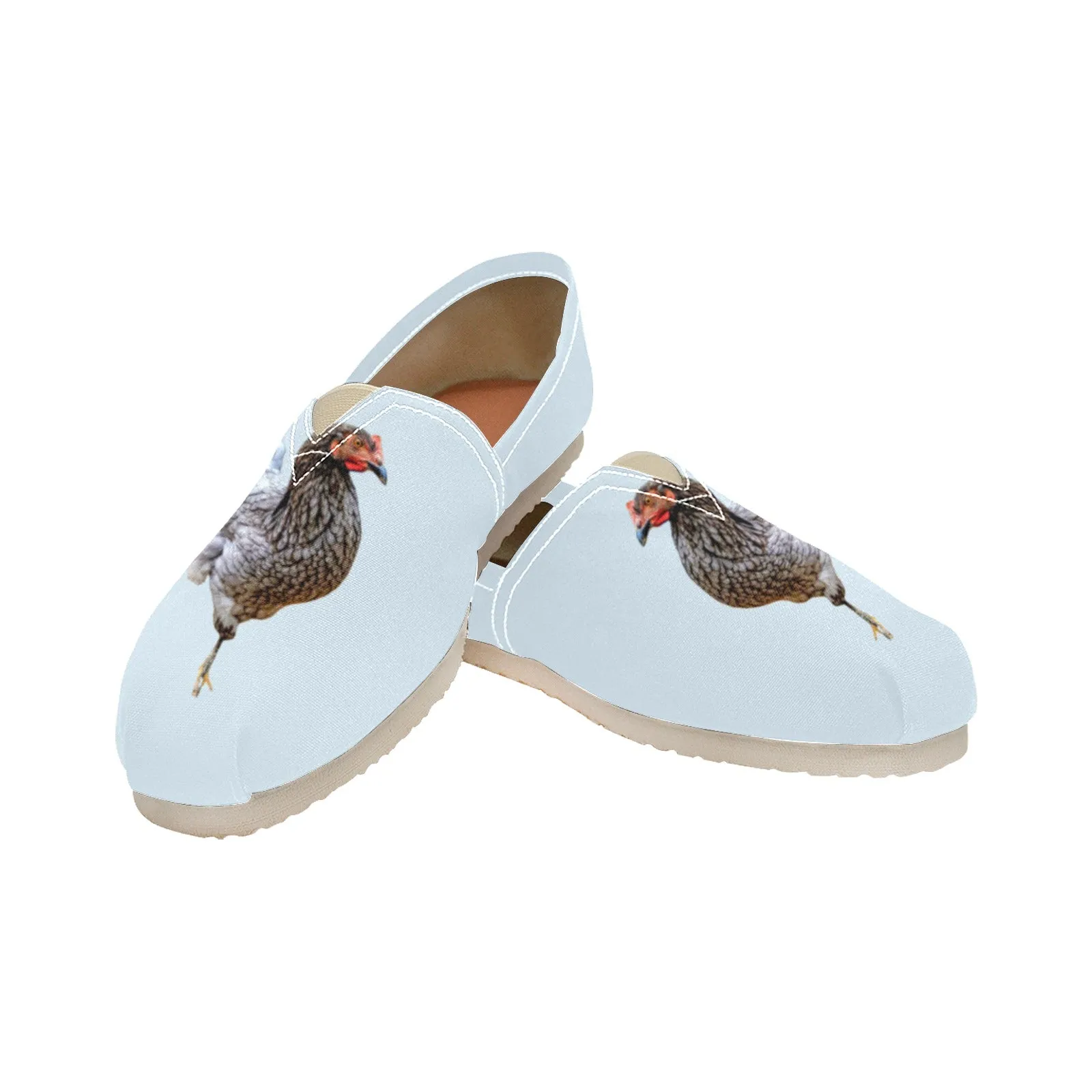 Espadrilles Canvas Chickens Light Blue Women's Canvas Slip-On Shoes(Model1206)
