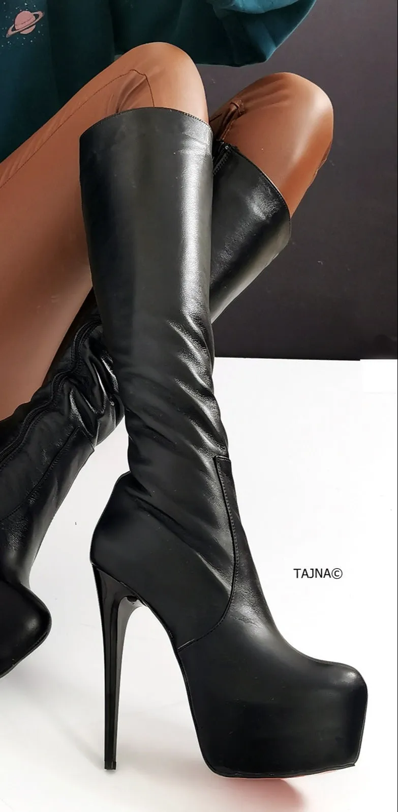 Genuine Leather Mid Calf Boots