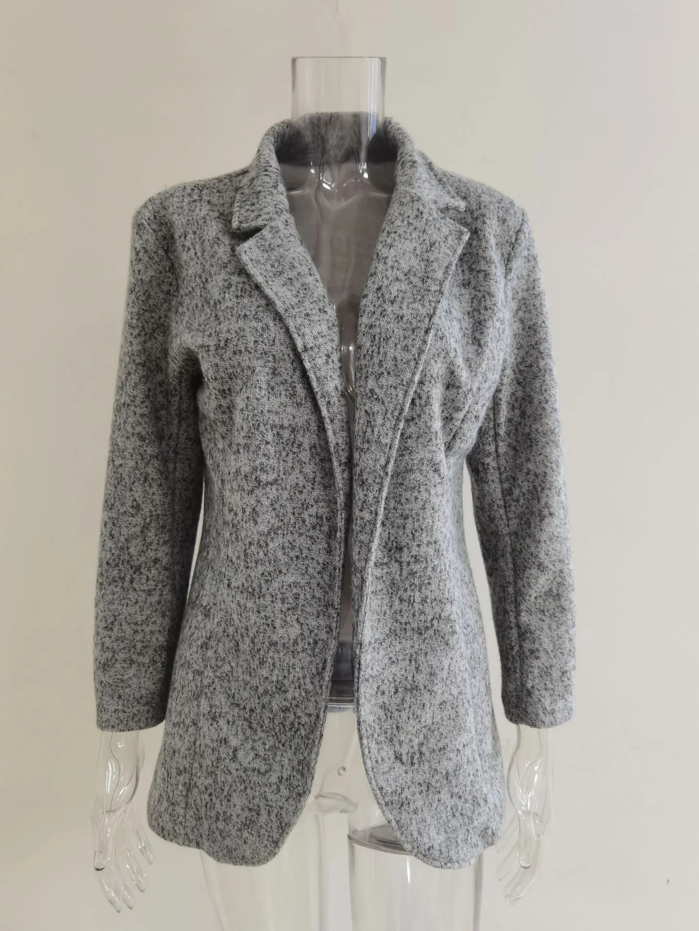 Lapel Collar Blazer Open Front Cardigan Coat