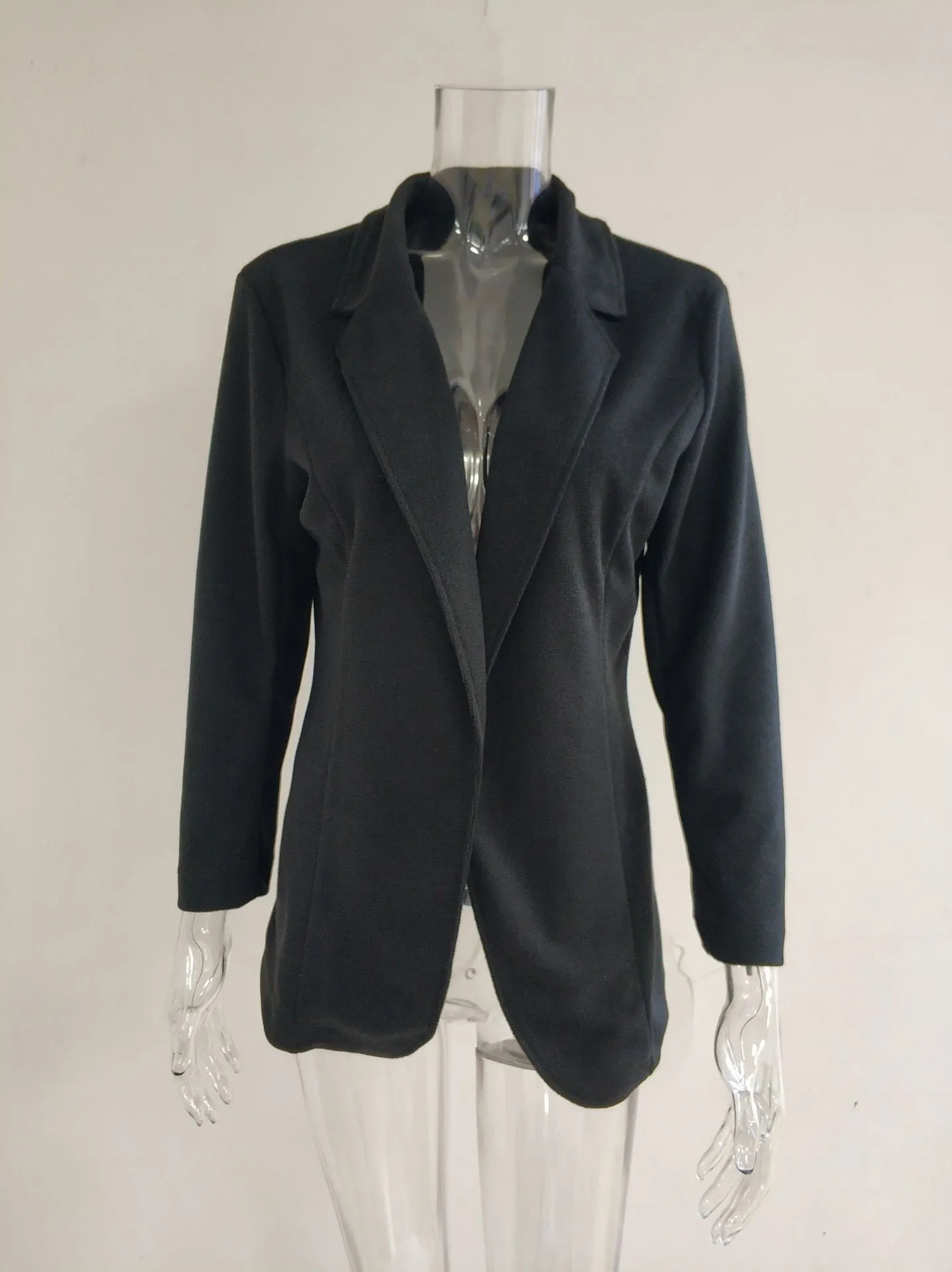 Lapel Collar Blazer Open Front Cardigan Coat