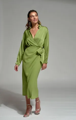 Moskada Green Wrap Merida Dress