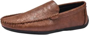 New Men's Loafers Moccasins Shoes Round Toe Simple Vegan Leather Flat Heel Flexible Slip Resistant Prom Slip-on