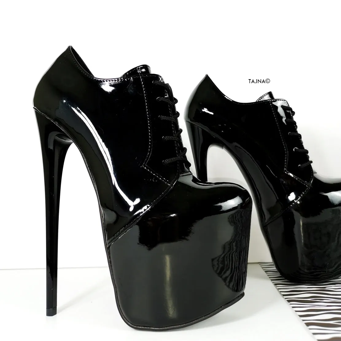 Oxford Ankle Black Patent  High Heels
