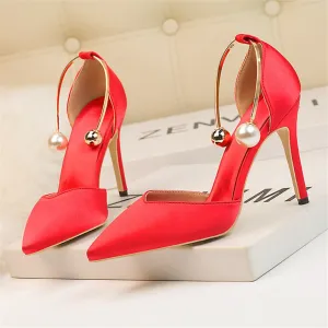 Pearl Buckle High Heels
