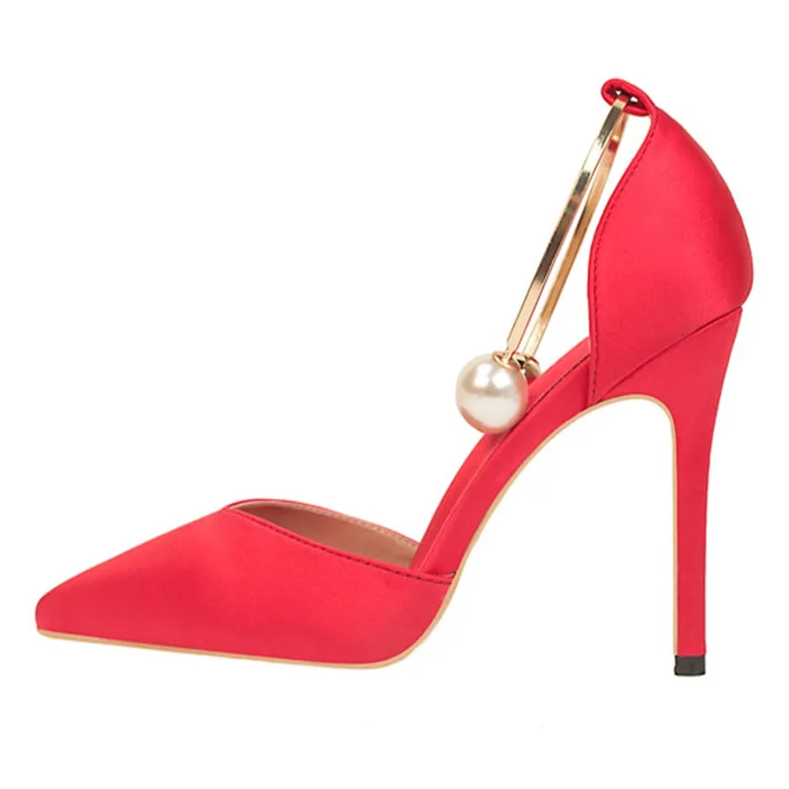 Pearl Buckle High Heels