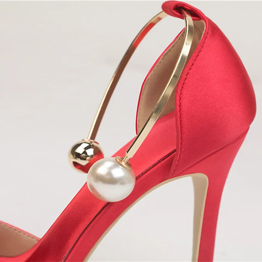 Pearl Buckle High Heels