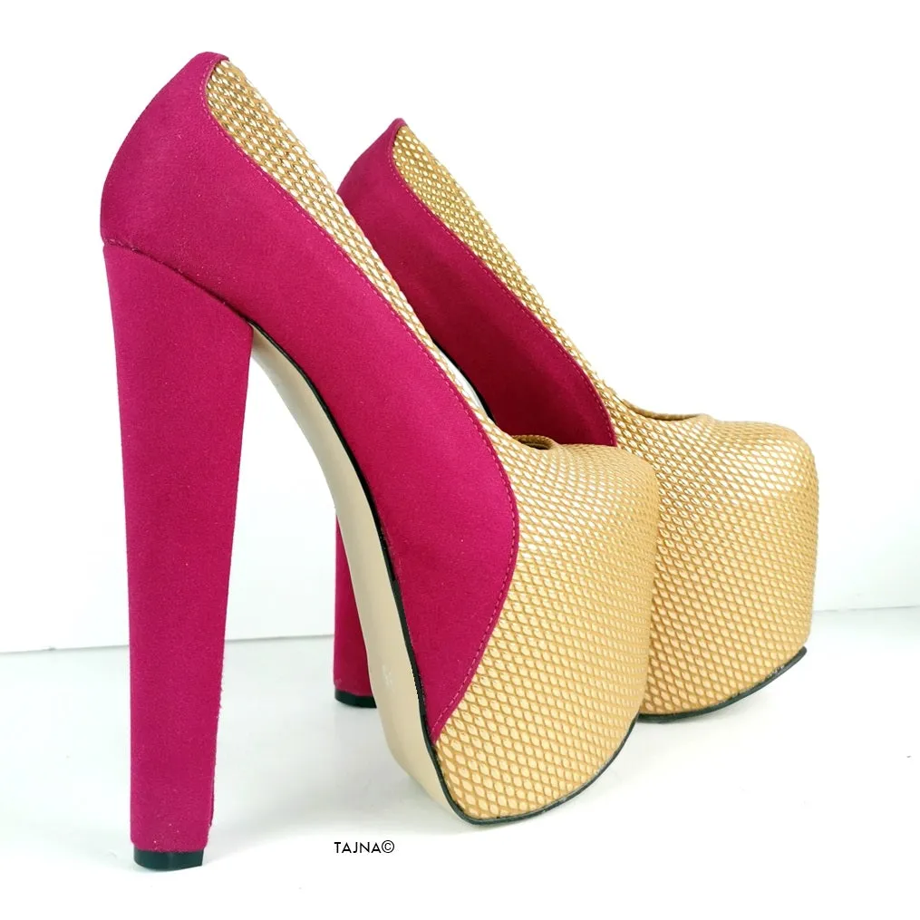 Pink Gold Honey Bee Chunky Heels