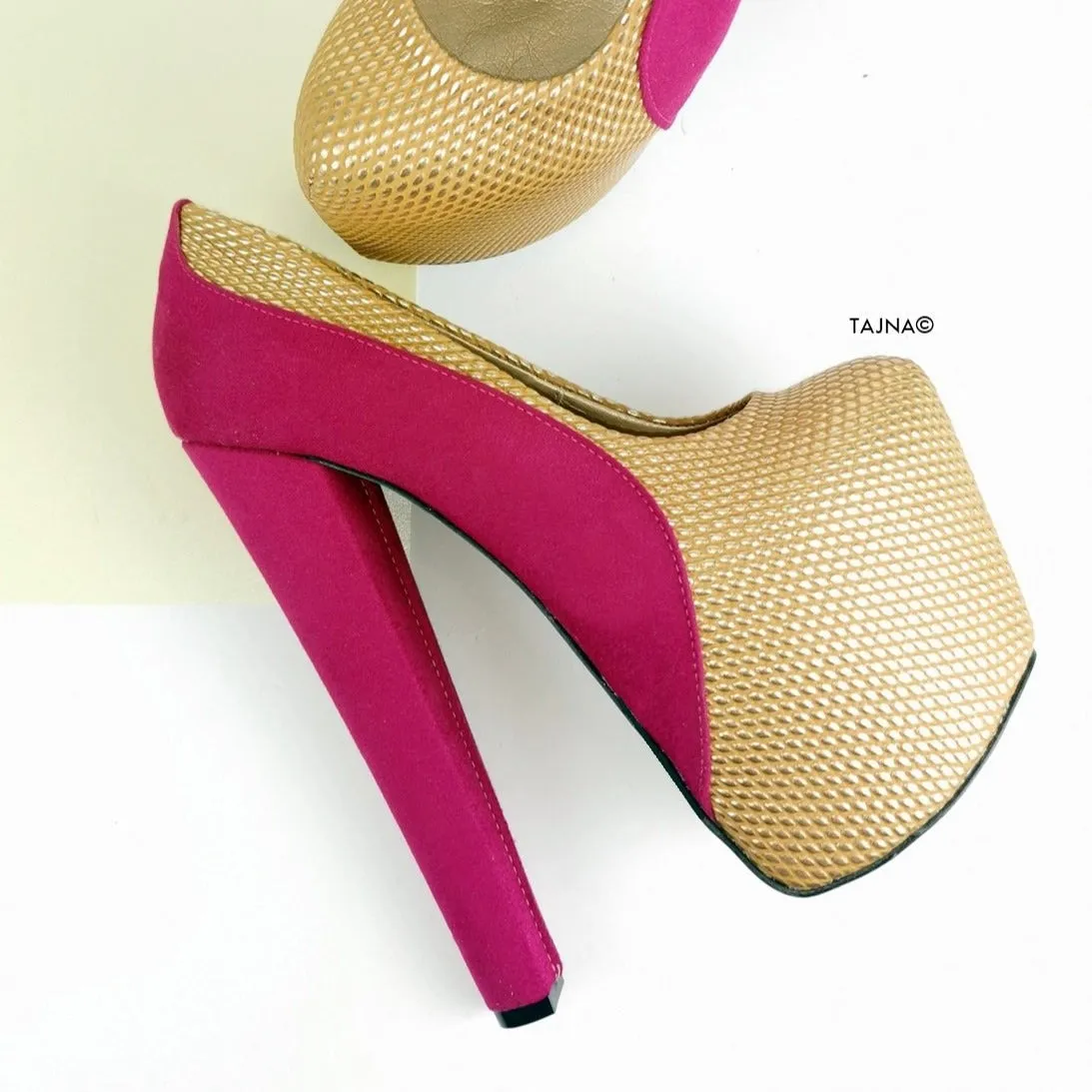 Pink Gold Honey Bee Chunky Heels