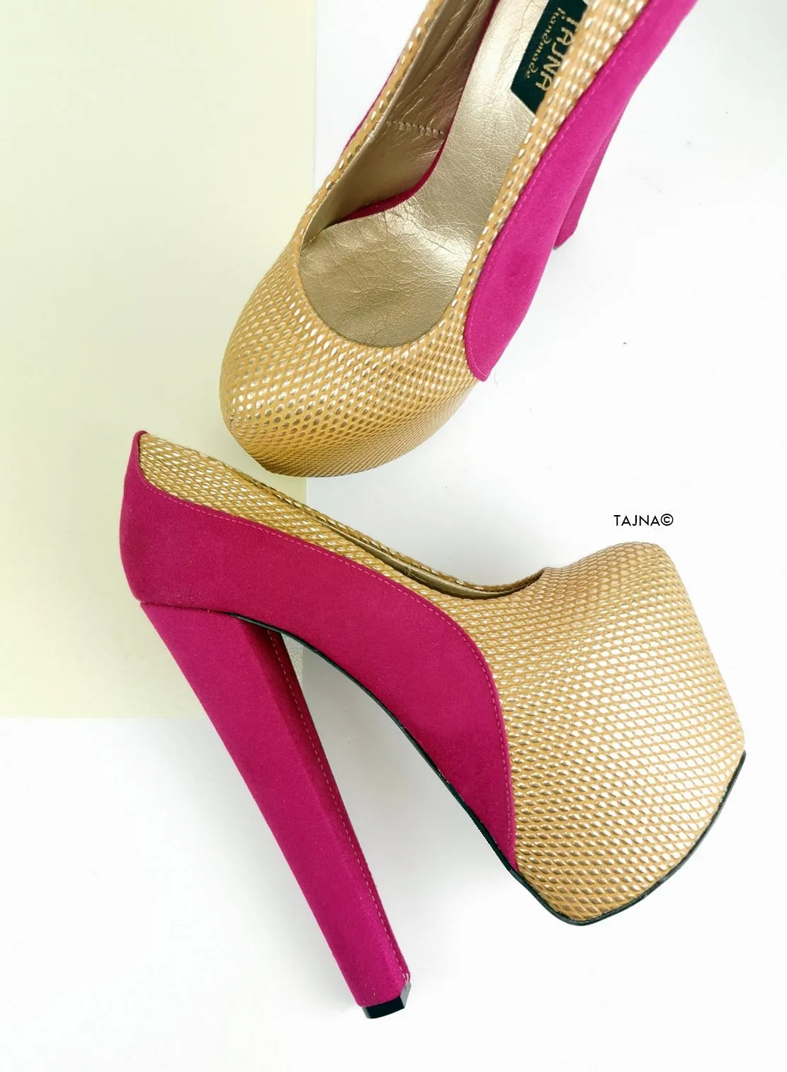 Pink Gold Honey Bee Chunky Heels