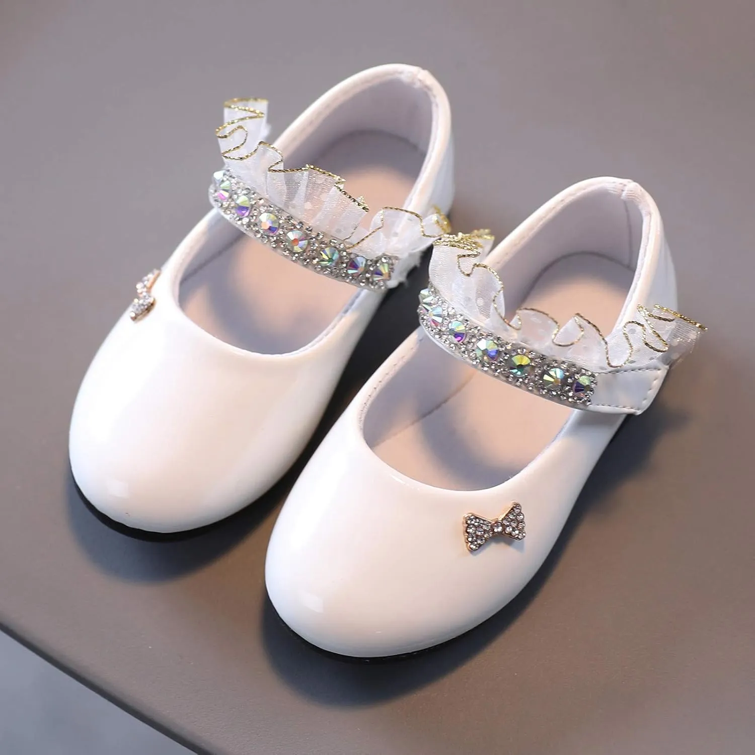 rystal Lace Princess Mary Jane Dress Shoes Princess Low Heel Dance Shoes Pary Wedding Slip On Ballet Flat