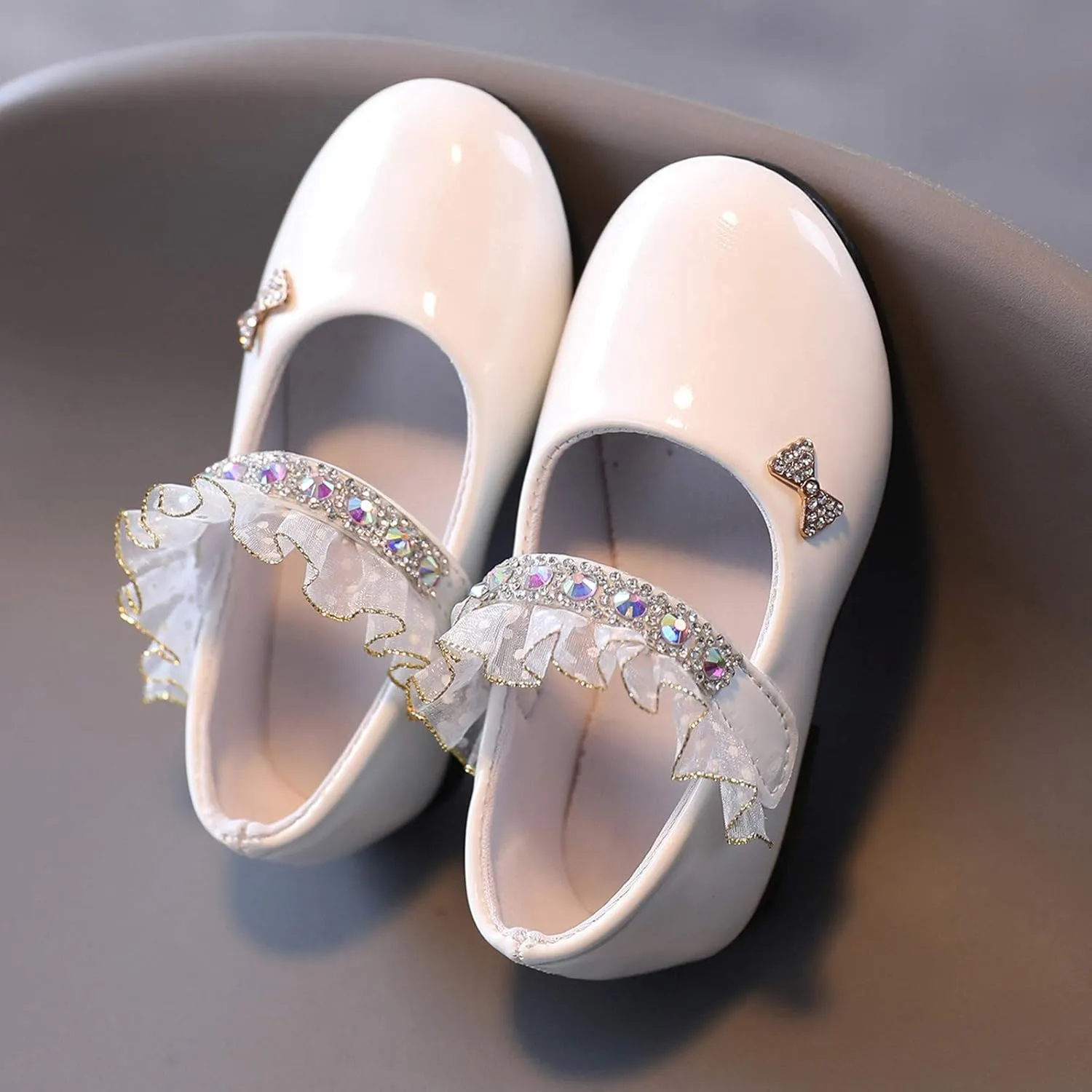 rystal Lace Princess Mary Jane Dress Shoes Princess Low Heel Dance Shoes Pary Wedding Slip On Ballet Flat