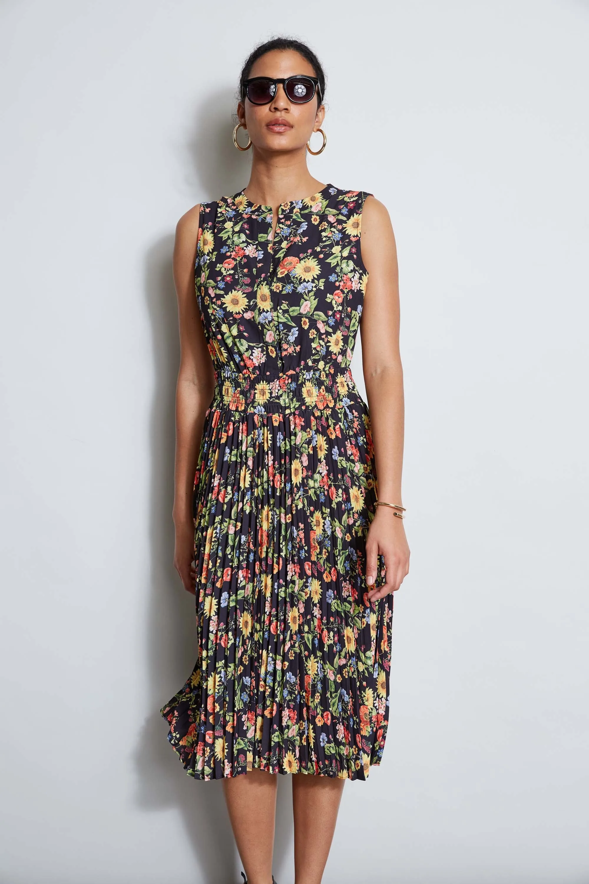 T-Tahari Sunray Garden Pleated Dress