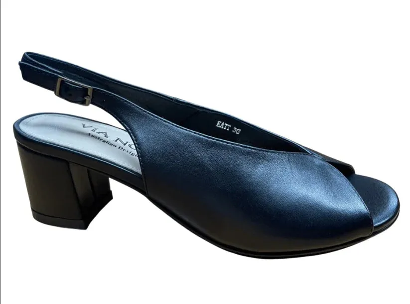 Via Nova KATT Navy Kid Leather - Block Heels