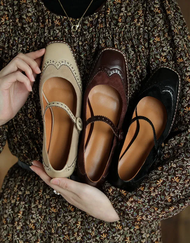 Women brogue style elegant classic chunky heels