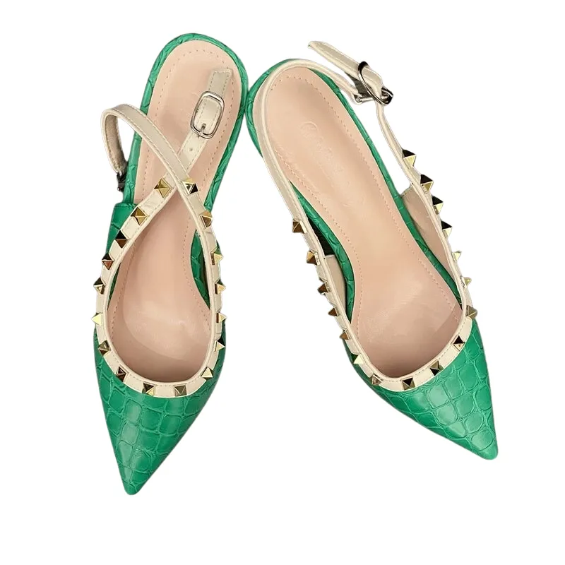 Women Rivet Pointed Elegant Slips