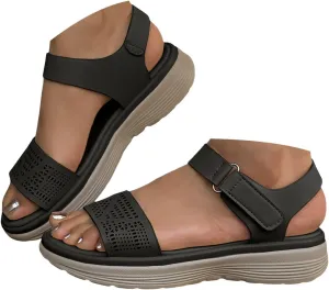 Women's Fashion Walking Sandals 2025 Summer Casual Open Toe Ankle Strap Platform Slip on Wedge Shoes with Arch Support Low Heel Beach Walking Platform Wedges Shoes