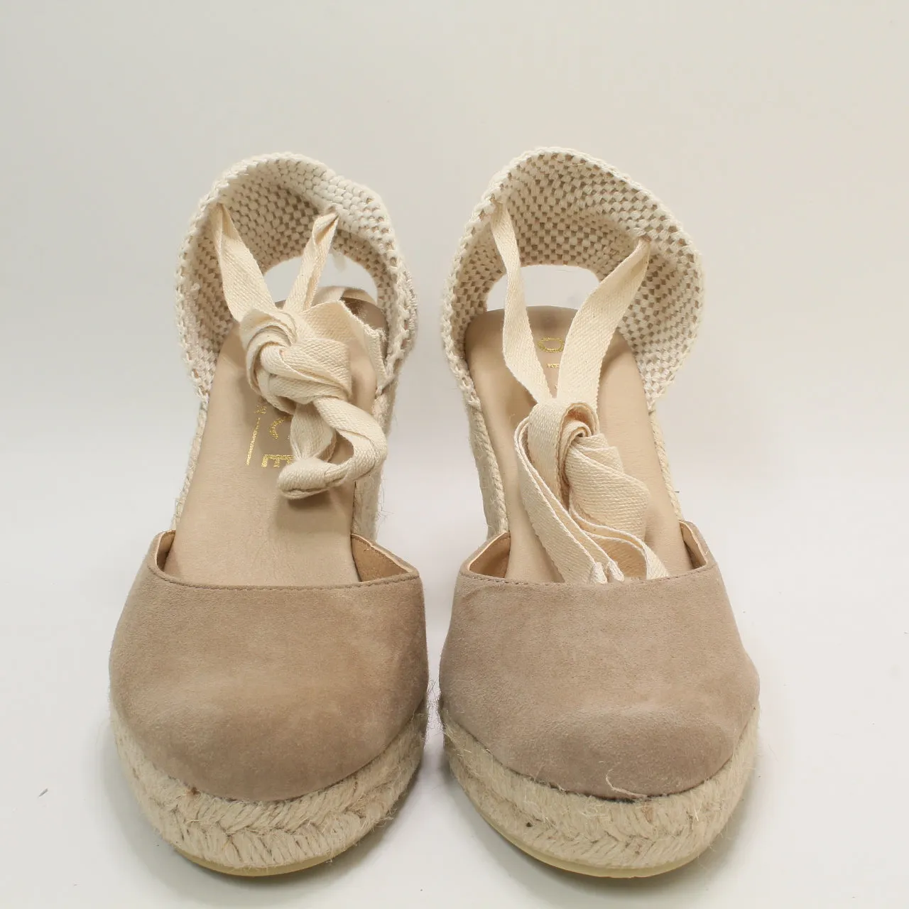 Womens Office Marmalade Ankle Tie Espadrilles Taupe Suede Uk Size 5