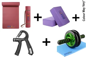 Yoga Mat, Yoga Bricks, Double Abdominal Wheel, Gripper